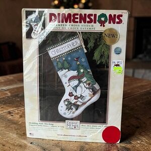 Dimensions Debbie Mumm Sledding Pals Stocking Stamped Cross Stitch Kit Christmas